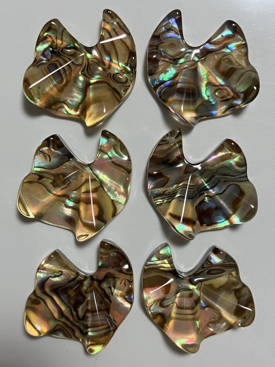 アバロンシェル風 アクリルチャーム 6個セット 穴有り拍卖