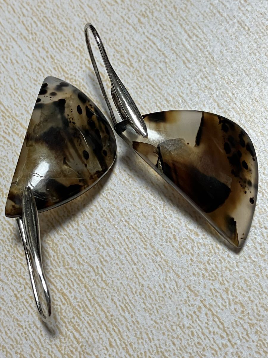 モンタナアゲート フックピアス ブラウン系拍卖