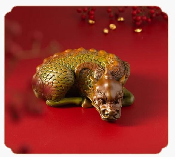 銅キリン置物**オフィスリビングに工芸品装飾テーブルを置く文鎮清供拍卖