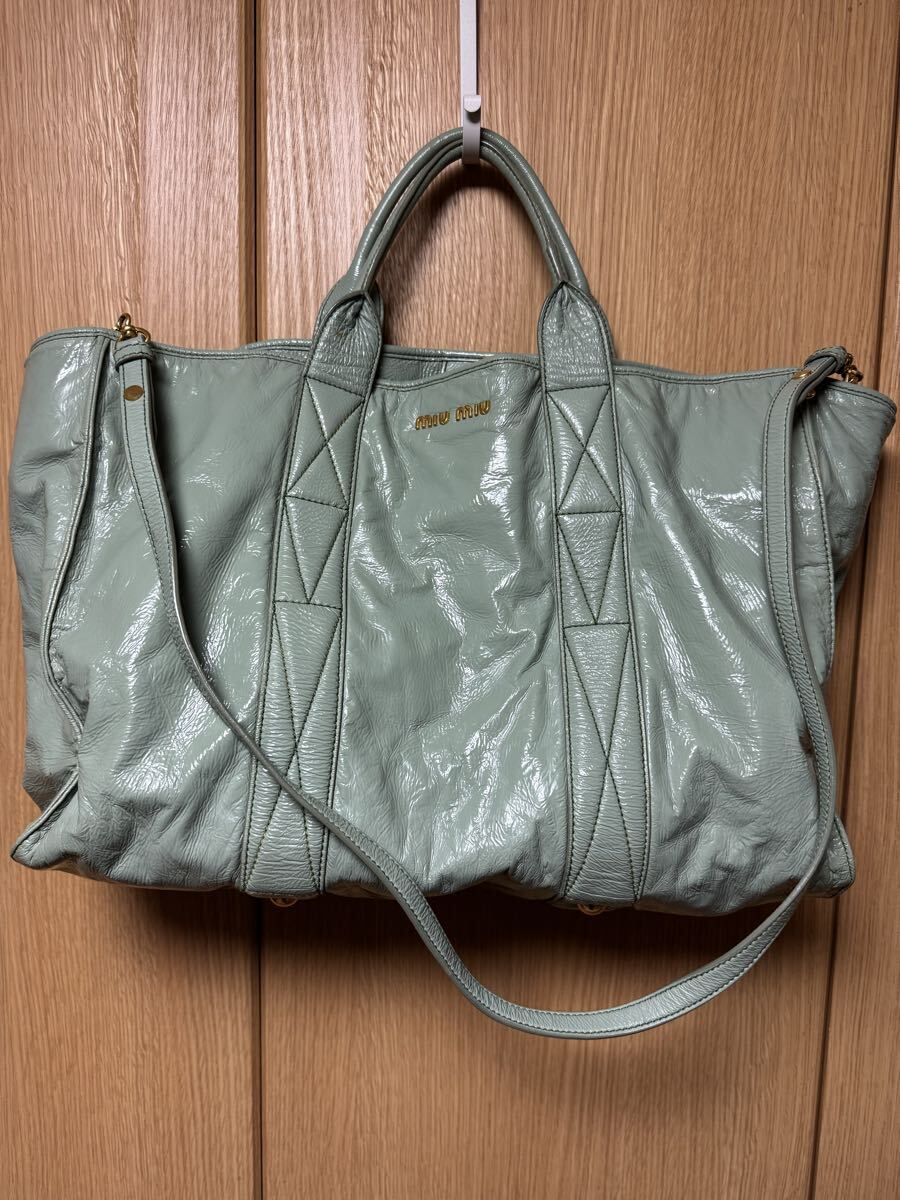 miumiu トートバッグ  2WAY ミュウミュウ グリーン J-489拍卖