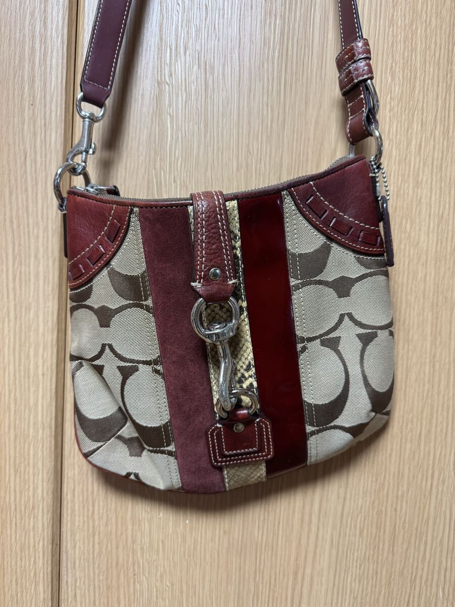 COACH ショルダーバッグ コーチ レッド キャンバス J-492拍卖