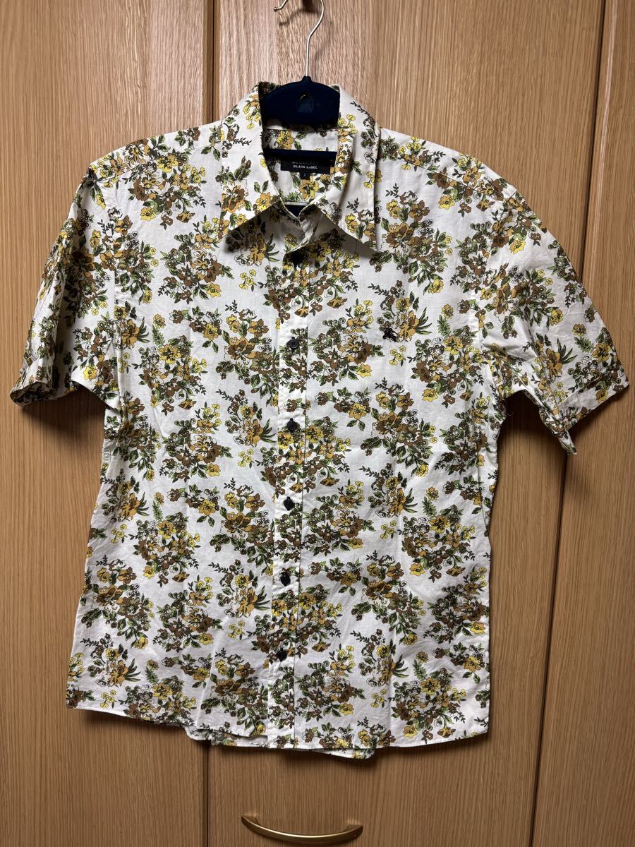 BURBERRY BLACK LABEL 半袖シャツ 花柄 バーバリーブラックレーベル 綿 M J-498拍卖
