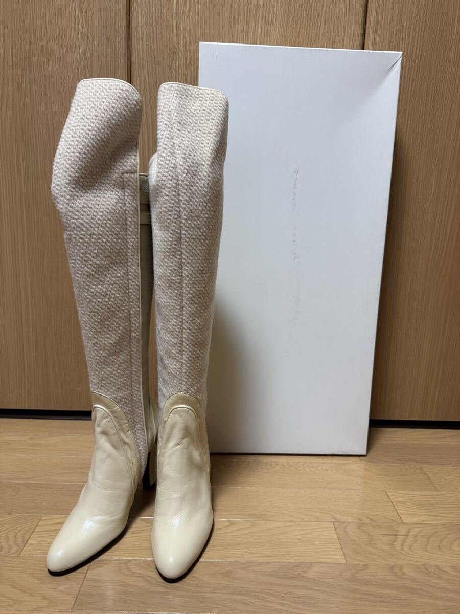 【未使用】Bubble ′n ロングブーツ アイボリー サイズ36 23cm 日本製 J-499拍卖