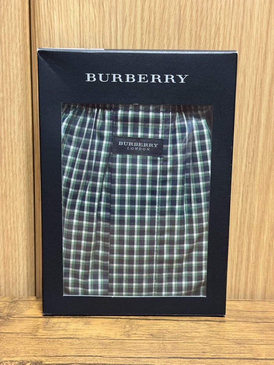 【新品未使用】 BURBERRY チェック柄 トランクス M バーバリー アンダーウェア 綿100 グリーン系 J-502拍卖