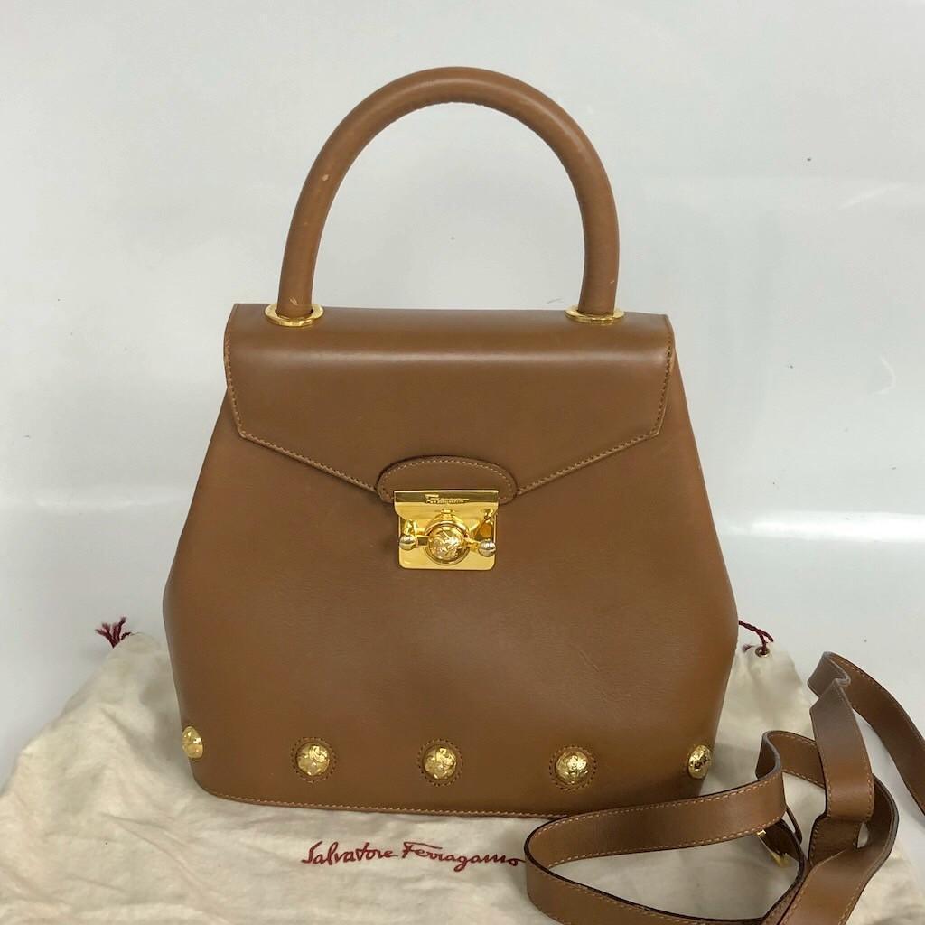 Salvatore Ferragamo フェラガモ レザー 2way ハンドバッグ ブランド ショルダーバッグ 【1518-18 1002-K2 n-k 100】拍卖