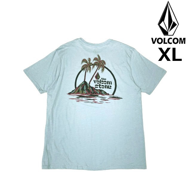 売切り【正規新品】VOLCOM ボルコム◆半袖 Tシャツ スケート サーフ ストーンロゴ バックプリント 男女兼用(XL)水色 250617-B拍卖