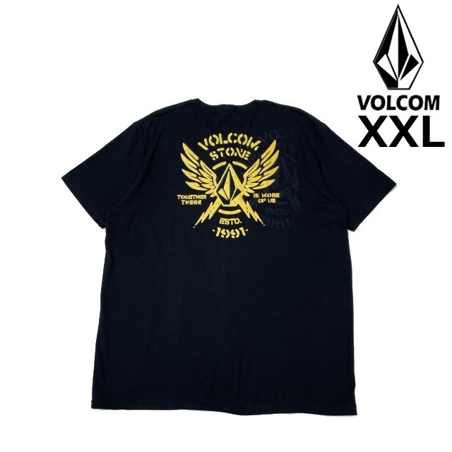 売切り【正規新品】VOLCOM ボルコム半袖 Tシャツ スケート サーフ ストーンロゴ バックプリント 男女兼用(XXL)黒 250617-B拍卖