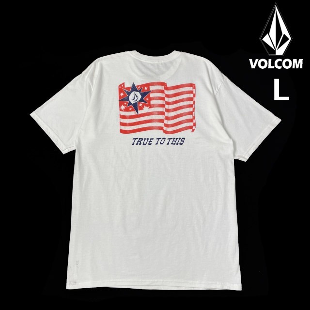 売切り【正規新品】VOLCOM ボルコム 半袖 Tシャツ スケート サーフ ストーンロゴ バックプリント 男女兼用(L)白 250617-B拍卖
