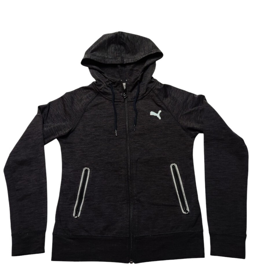 (sp81) PUMA フード付きスウェットジャケット ジャージ ブラック レディース サイズS 左右ポケット付き 匿名配送拍卖