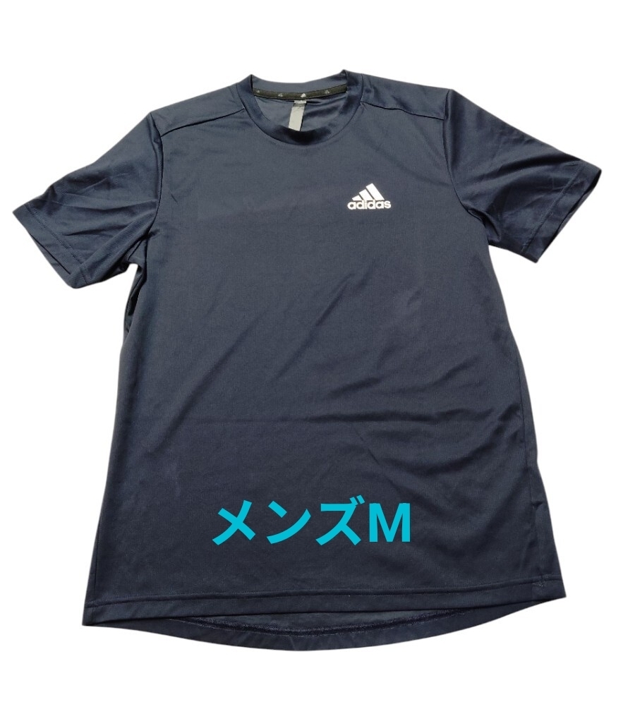 (sp106) アディダス  adidas AEROREADY 半袖Tシャツ ネイビー メンズ サイズM スポーツウェア サッカー フットサル 匿名配送拍卖