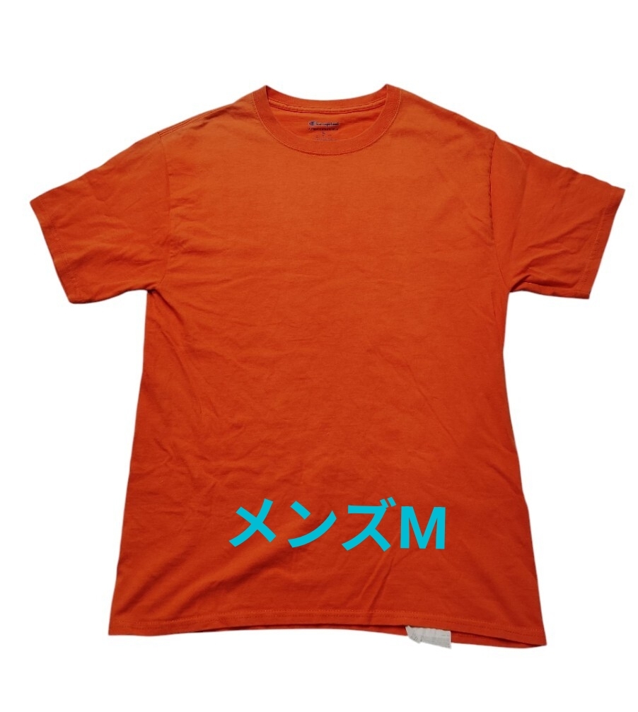 (sp85)Champion チャンピオン 半袖Tシャツ オレンジ メンズ サイズM 綿100% 古着 匿名配送拍卖