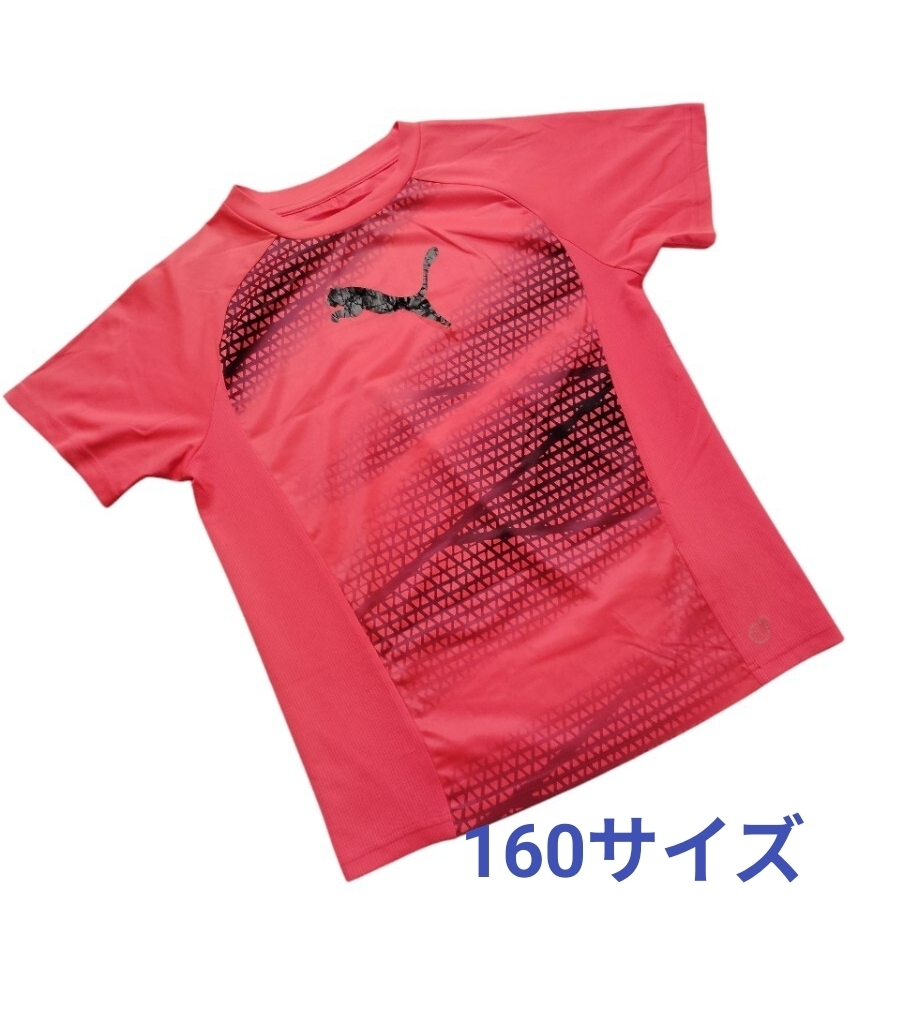 (sp121) PUMA プーマ ドライセル 半袖Tシャツ キッズ 160サイズ 蛍光オレンジ サッカー フットサル 運動部 匿名配送拍卖