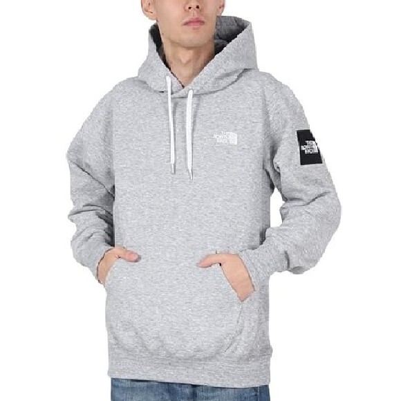 THE NORTH FACE/ザ ノースフェイス/Square Logo Hoodie/スクエアロゴフーディ/NT62039/プルオーバーパーカー/XLサイズ/メランジグレー拍卖