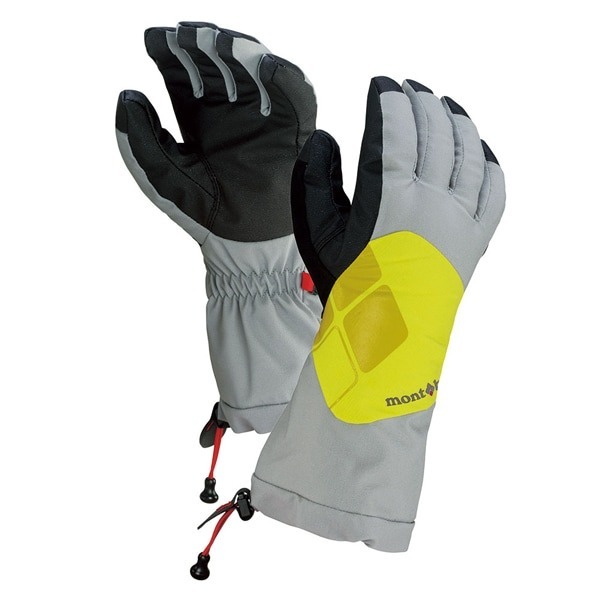 mont-bell/モンベル/W's パウダーグローブ/内起毛素材/防寒/山羊革仕様/ドライテック/高機能手袋/グレー×イエロー/Mサイズ拍卖