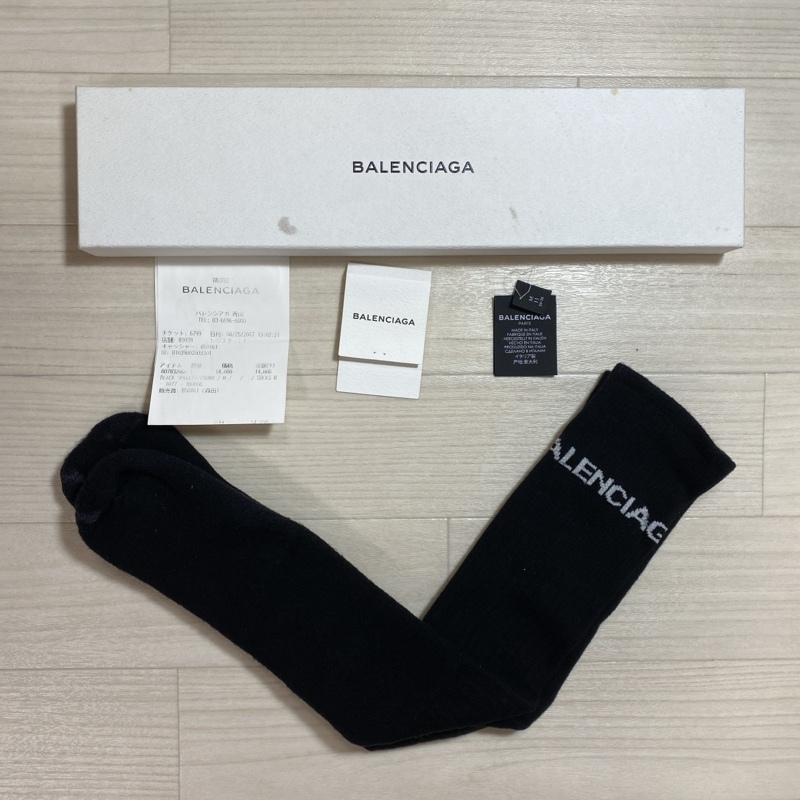 ※/BALENCIAGA/バレンシアガ/BLACK SPEKLED EBONY SOCKS/ロゴ入り/ソックス/靴下/ブラック/24.0~26.0cm拍卖