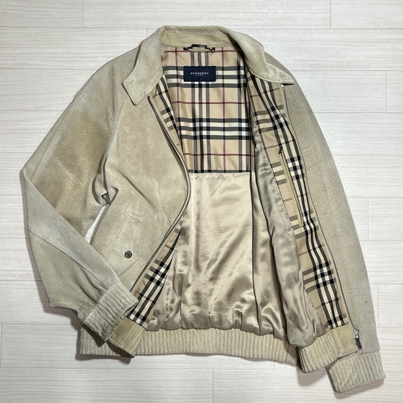 BURBERRY LONDON/バーバリー ロンドン/裏地ノヴァチェック/ピッグレザー/スイングトップジャケット/レザージャケット/豚革/L/三陽商会タグ拍卖