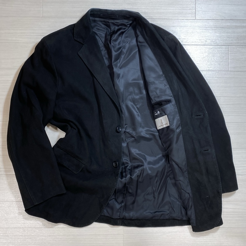 ARAMIS/アラミス/ラムレザーヌバック 2Bテーラードジャケット/レザージャケット/羊革/本革/ゆったりシルエット/Lサイズ/ブラック拍卖