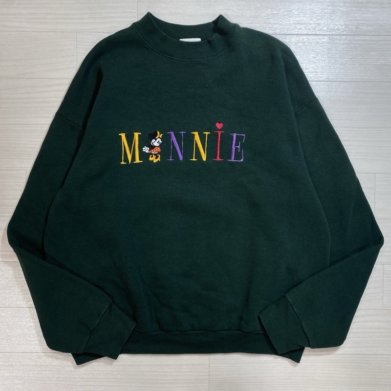 Disney/ディズニー/MINNIE MOUSE刺繍/ミニーマウス/クルーネックスウェット/オーバーサイズ/ユニセックス/ポリエステルコットン拍卖