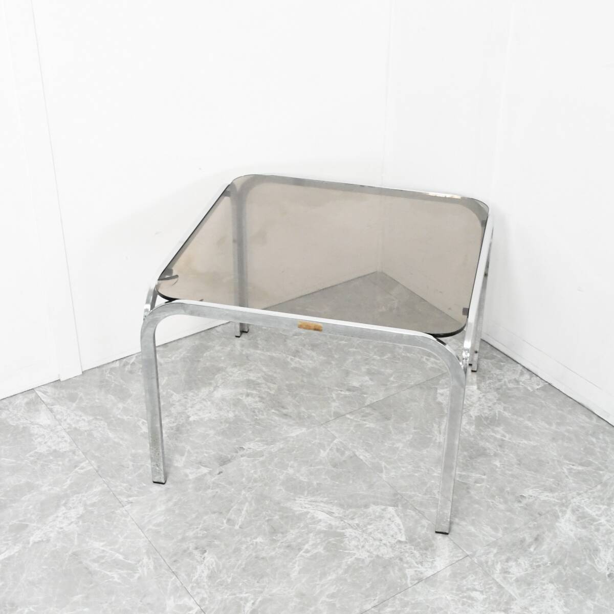 ローテーブル スモークガラス コーヒーテーブル ミッドセンチュリーデザイン ②拍卖