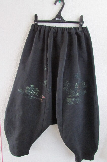 着物リメイク☆黒羽織よりサルエルパンツ拍卖