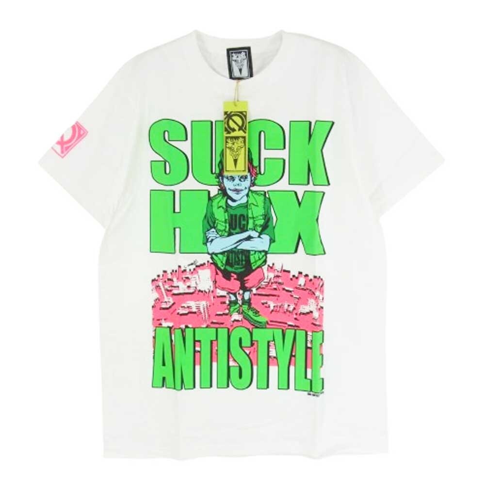 HEX ANTISTYLE ヘックスアンチスタイル フロント プリント ロゴ 半袖 Tシャツ ホワイト系 L【極上美品】【中古】拍卖