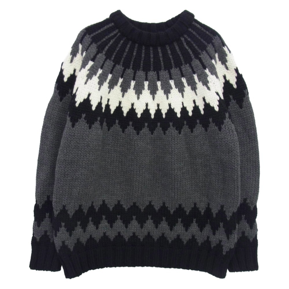 1piu1uguale3 ウノピュウノウグァーレトレ MRK262 WOL152 NORDIC BIG CREW ビッグ オーバーサイズ クルーネック セーター ニット【中古】拍卖
