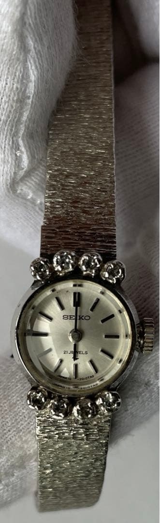 SEIKO 21JEWEL ヴィンテージ 腕時計 ダイヤモンド 稼働品電池交換済拍卖