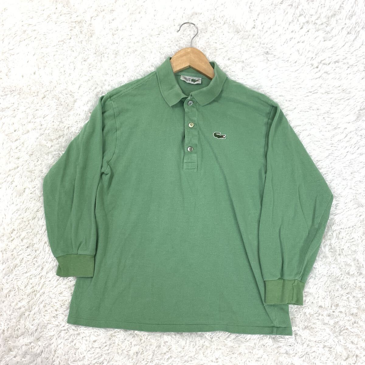 CHEMISE LACOSTE ラコステ 長袖トップス 長袖ポロシャツ 長袖シャツ 刺繍ロゴ ライトグリーン コットン 42 YA245拍卖