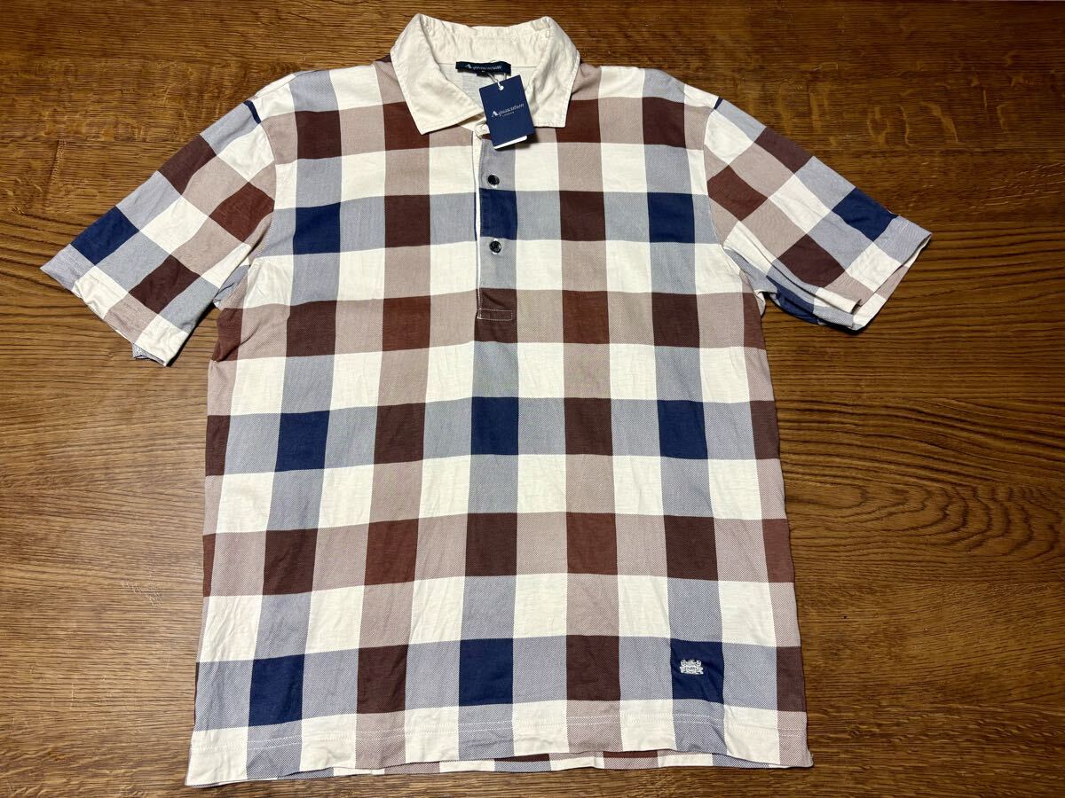 【2025年購入品!】 アクアスキュータム Aquascutum チェック 半袖 ポロシャツ 2L ベージュ 定価:31,900円拍卖