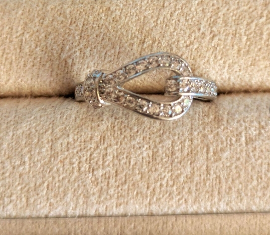 ホースシュー CZダイヤモンド 16号 ダイヤモンドリング プレゼント プラチナカラー拍卖