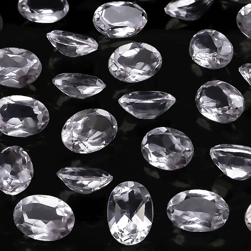 ブラジル産 天然水晶 クリスタルクォーツ オーバルファセットカット ルース 7×5mm【4コ販売】 / 82-4 CQ7OV-X拍卖