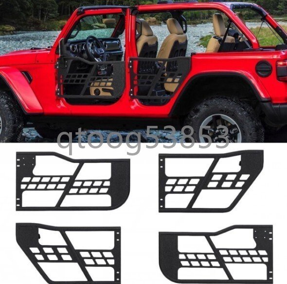 ジープ ラングラー JK 2007-2017年4ドア スチールチューブドア 半ドア ミラー付き JL/JT対応 外装カスタム拍卖
