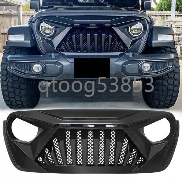 ジープ ラングラー JL 用 機甲スタイル フロントグリル 中網グリル ABS製 カスタム 外装 マットブラック拍卖