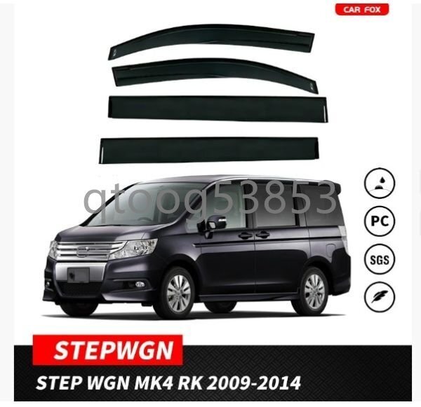 ホンダ ステップワゴン RK1 / 2 / 3 / 4 / 5 / 6 / 7型 2009-2014年 サイド ウインドウ バイザー サイド ガーニッシュ4Pセット拍卖
