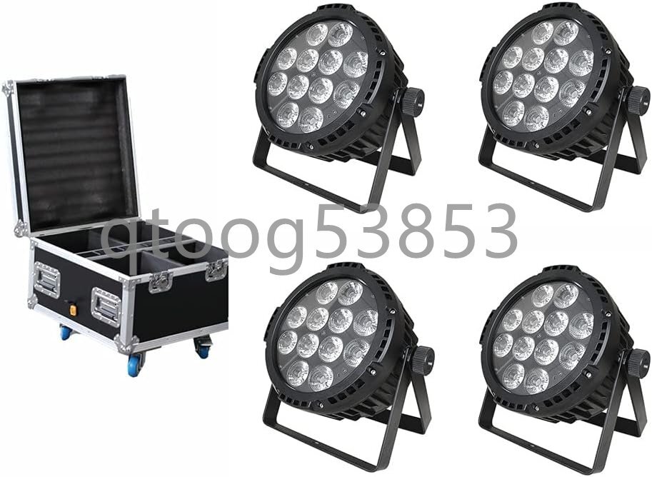 ワイヤレス 防水仕様 バッテリー LED舞台照明、12x18W RGBWA+UV 6in1 LED 、4個 ステージライト+ 充電可能ツアーケース、 ステージ ライト拍卖