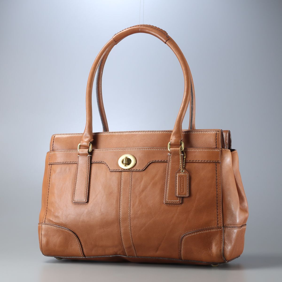 TJ5579▲COACH コーチ 11048 ハンプトンズ ラージ キャリオール トートバッグ A4対応 ハンドバッグ 手提げ/肩掛け 鞄 キャメル系拍卖