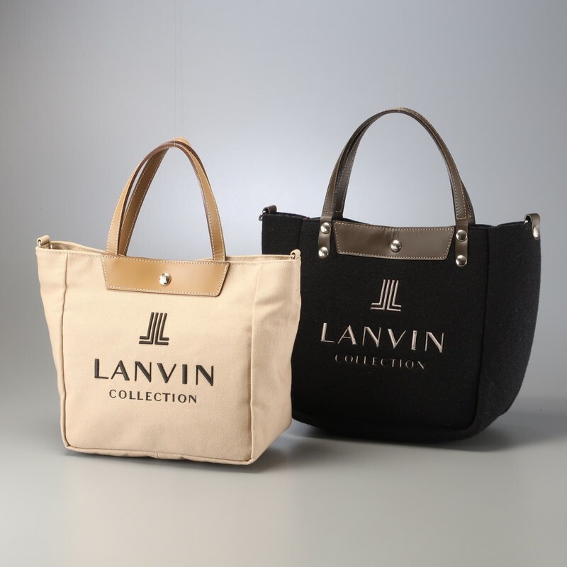 MI2093△LANVIN COLLECTION ランバンコレクション 2点 シーニュ ウールフェルト キャンバス トートバッグ ハンドバッグ 鞄拍卖