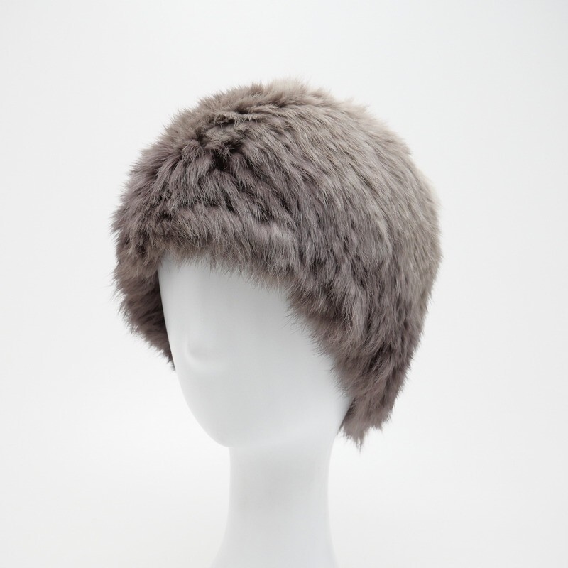 TJ4118△LANVIN COLLECTION ランバンコレクション StretchFur ラビットヤーン 本毛皮 リアルファー ファーキャップ 帽子拍卖