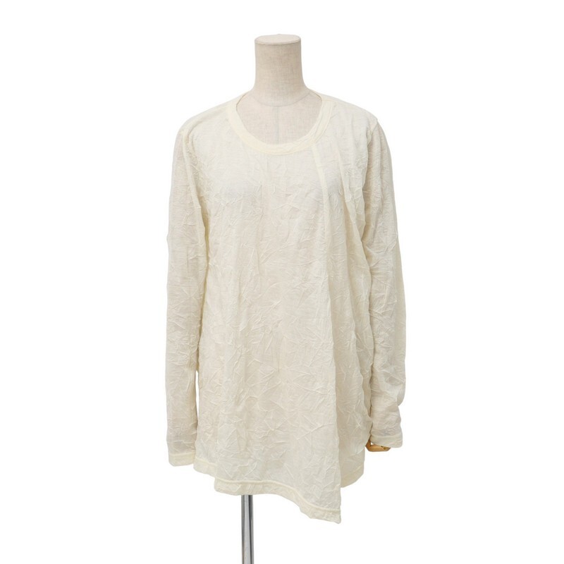 TJ5675〇ワイズ Y's*シワ加工 長袖 カットソー トップス*サイズ2*クリーム系拍卖