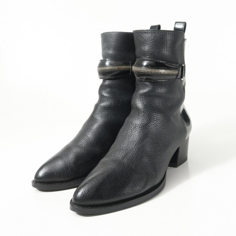 GS3890▼アレキサンダー ワン/Alexander Wang*レザー×パテントレザー サイドジップ ショートブーツ 靴 38(24.0cm相当) ブラック拍卖