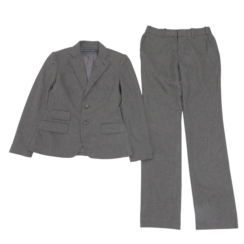 MH9815#ラルフローレン*RALPH LAUREN*ウール*テーラードシングルジャケット+ストレートパンツ*グレー系*サイズ7拍卖