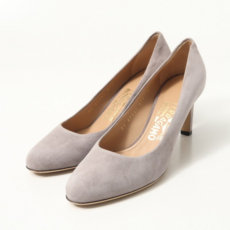 MH9895▼イタリア製*サルヴァトーレフェラガモ Salvatore Ferragamo*スエードレザー パンプス 靴 6C(23.0cm相当) グレー拍卖