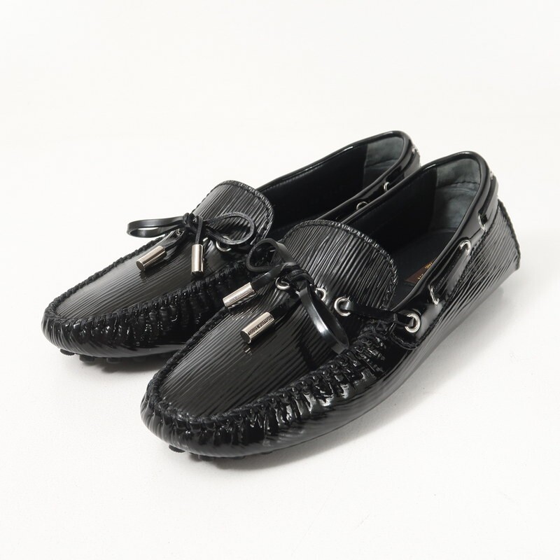GS3985▼伊製*LOUIS VUITTON ルイヴィトン エピ グロリア ローファー ドライビングシューズ 靴 M36.5(23.5cm相当) ノワールエレクトリック拍卖