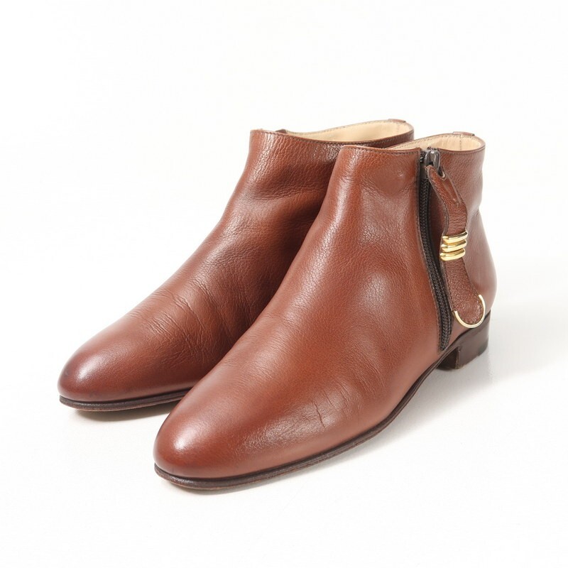 GS0391▼イタリア製*タニノクリスチー TANINO CRISCI*レザー サイドジップ ショートブーツ アンクルブーツ 靴 34(21.5cm相当) ブラウン系拍卖