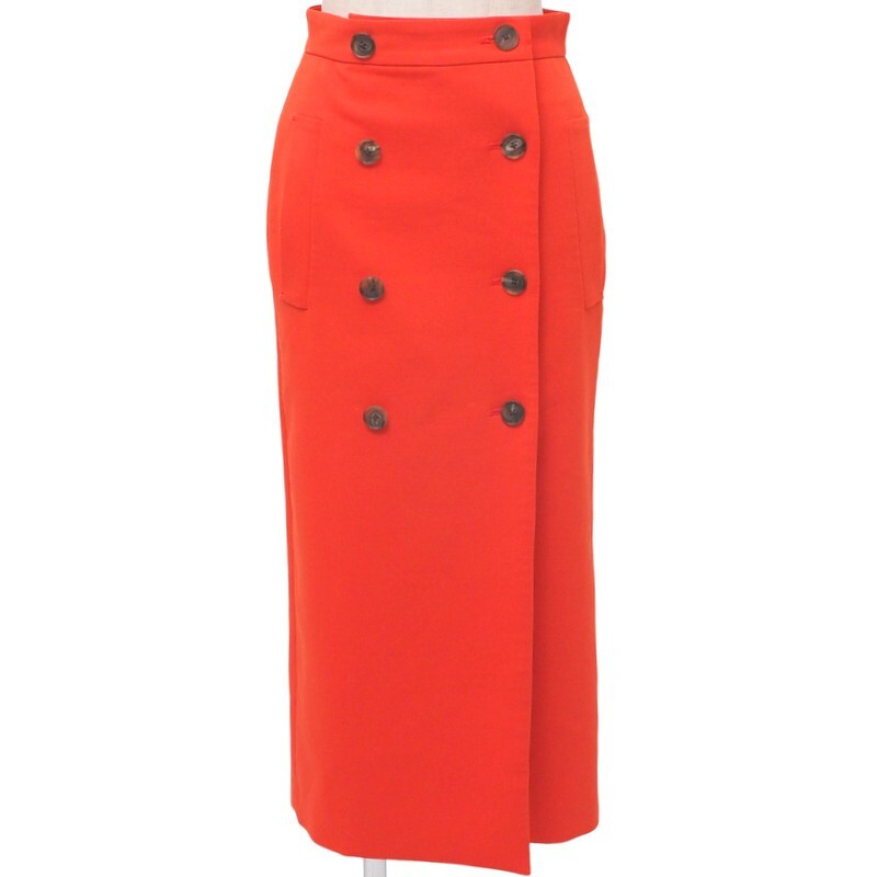 TJ5832#エストネーション*ESTNATION*トレンチスカート*ロングタイトスカート*オレンジ系*サイズ36拍卖