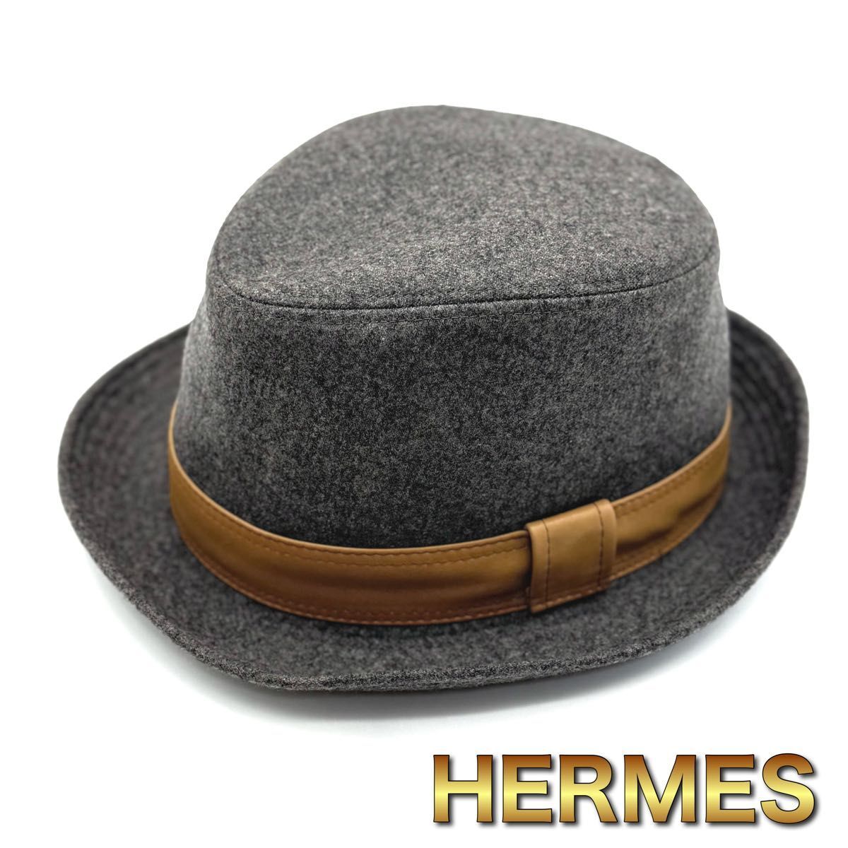 HERMES エルメス 帽子 ハット グレー カシミヤ メンズ N84拍卖