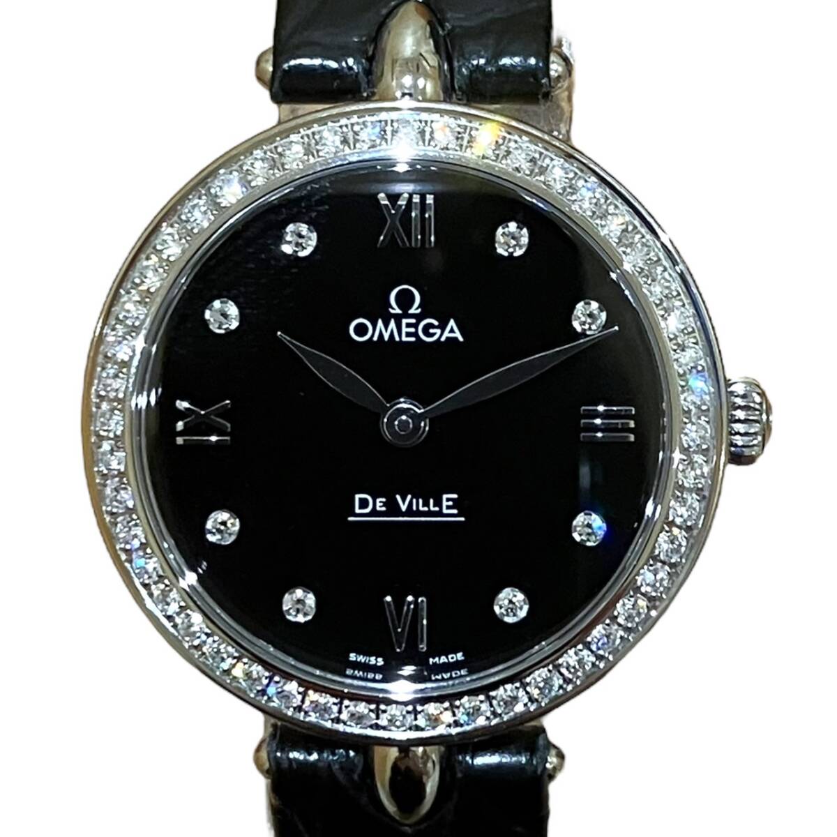 OMEGA オメガ デ・ヴィル プレステージ デュードロップ ブラック文字盤 クォーツ 稼働拍卖