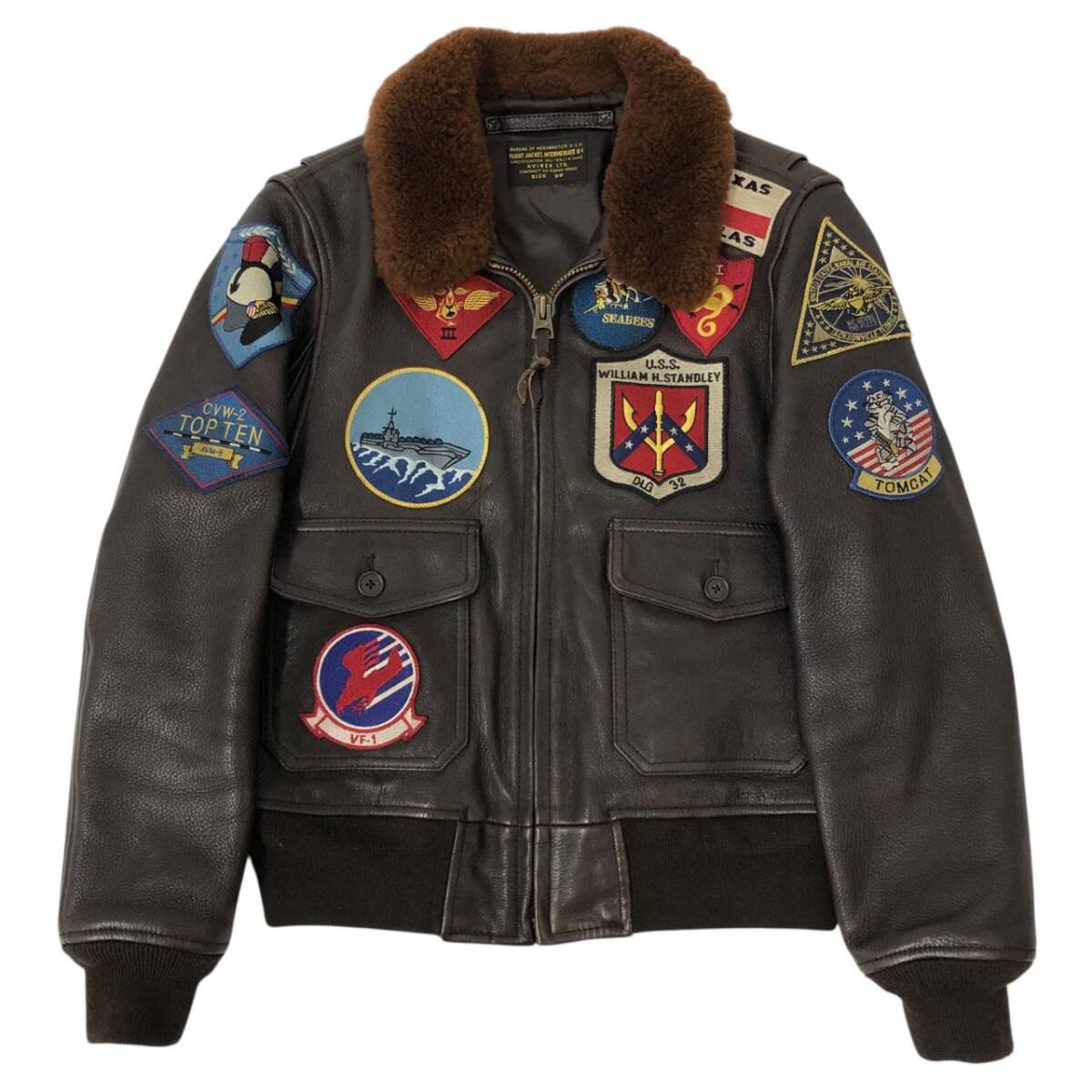 美品 アヴィレックス AVIREX GOAT G-1 TOP GUN トップガン ゴートスキンレザー フライト ジャケット 6101063 サイズ36 メンズ拍卖