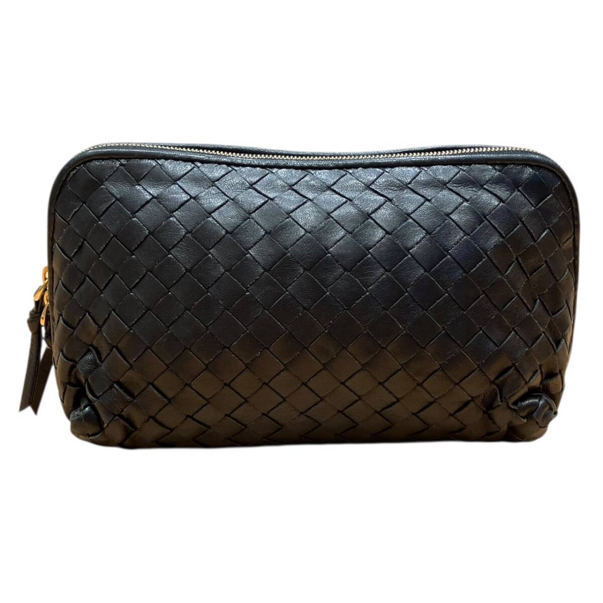 BOTTEGAVENETA ボッテガヴェネタ イントレチャート レザー ポーチ コスメ ブラック系拍卖