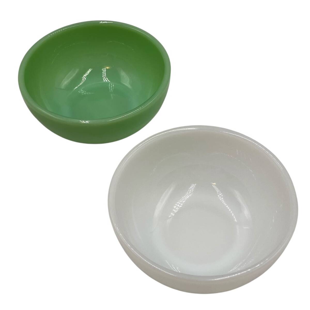 ★ファイヤーキング ジェダイ チリボウル OVEN Fire-King WARE アンティーク ヴィンテージ 2個セット 食器 ホワイト グリーン拍卖